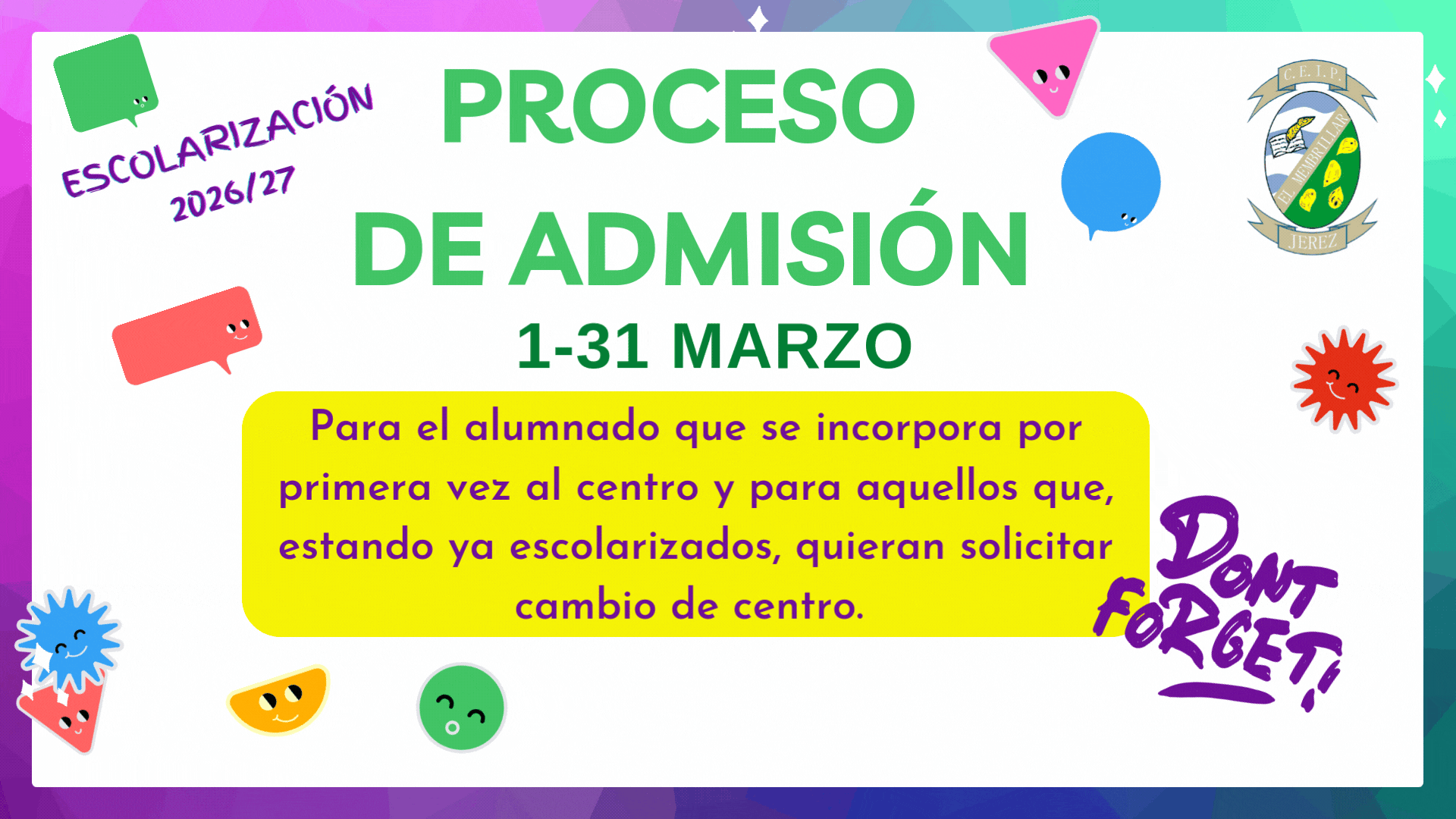 Escolarización 2026/27